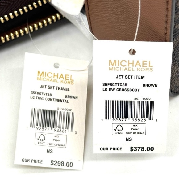 Michael Kors Large EW Crossbody Bag & Large Continental Wallet Brown/Gold - Picture 13 of 13